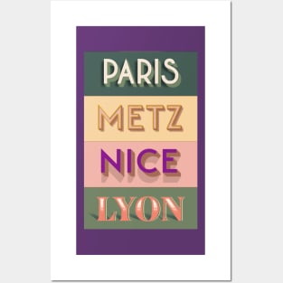 PARIS METZ NICE LYON Posters and Art